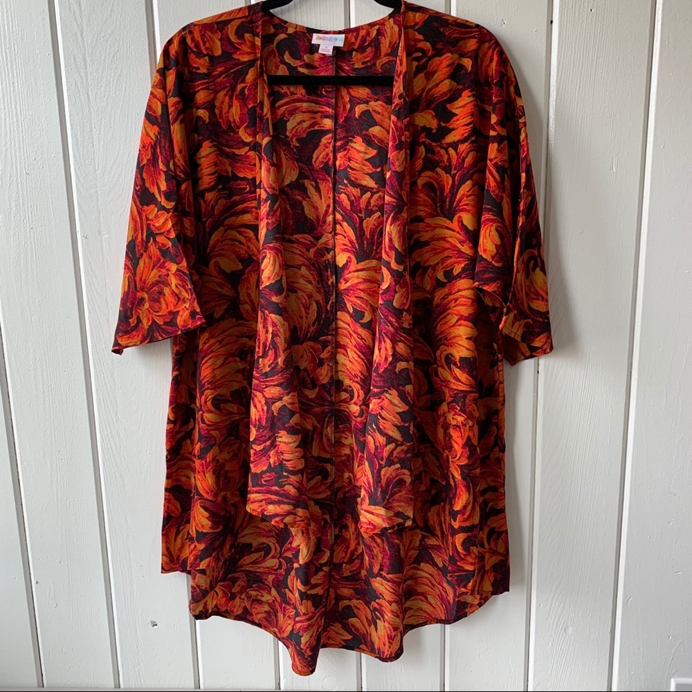 LuLaRoe Lindsay Kimono Red & Orange Size Small